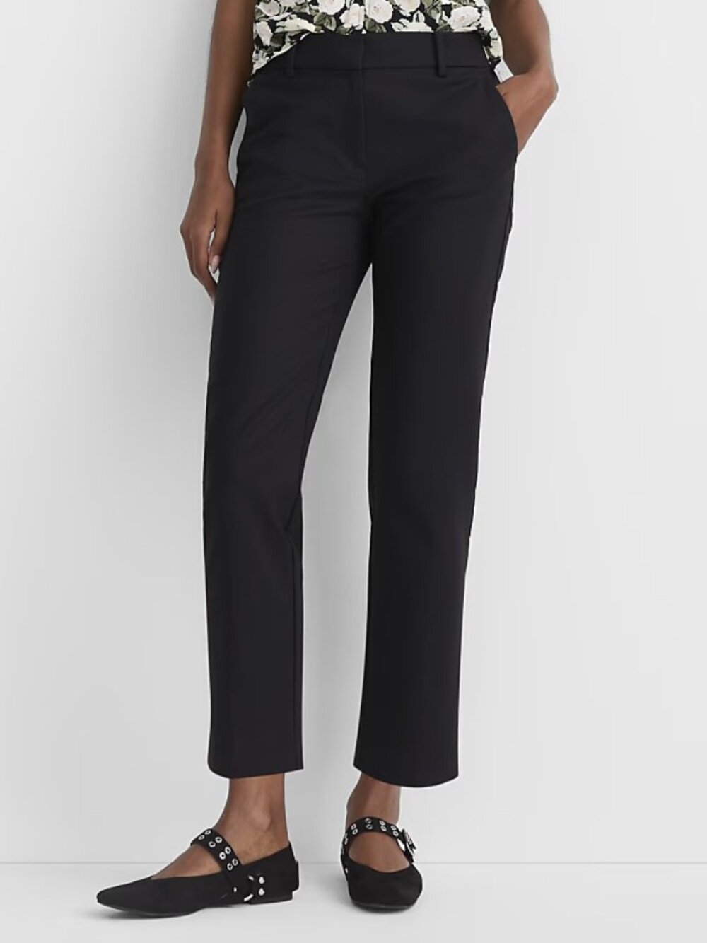 NWOT Loft Riviera Slim Mid Rise Ankle Pants, Black Doubleweave, Size 4